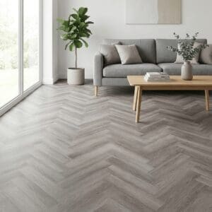 Kingham Oak Herringbone luxury vinyl flooring room interior - photorealistic room shot