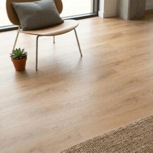 Lygon Oak luxury vinyl flooring detailed view - photorealistic room shot