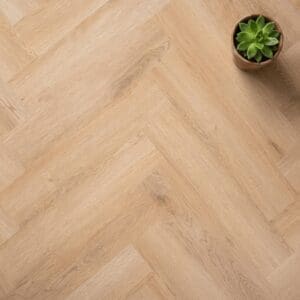 Lygon Oak Herringbone luxury vinyl flooring close-up texture - photorealistic room shot