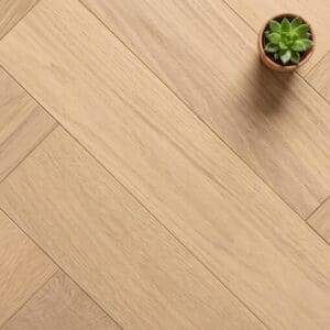 Mobberley Oak Herringbone engineered oak flooring close-up texture - photorealistic room shot
