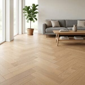 Mobberley Oak Herringbone engineered oak flooring room interior - photorealistic room shot