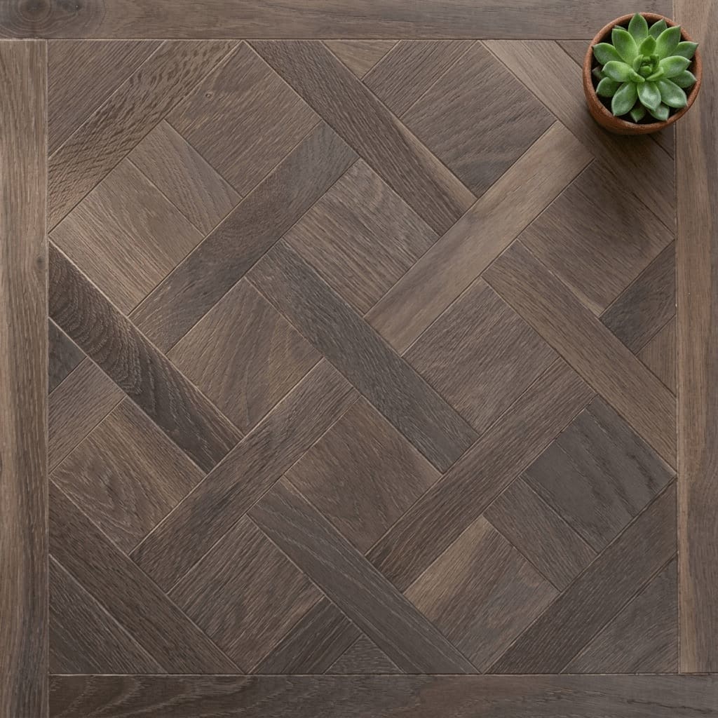 Oulton Park Oak Versailles engineered oak flooring close-up texture - photorealistic room shot