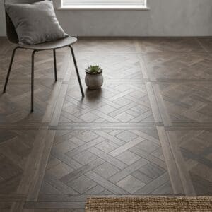 Oulton Park Oak Versailles engineered oak flooring detailed view - photorealistic room shot