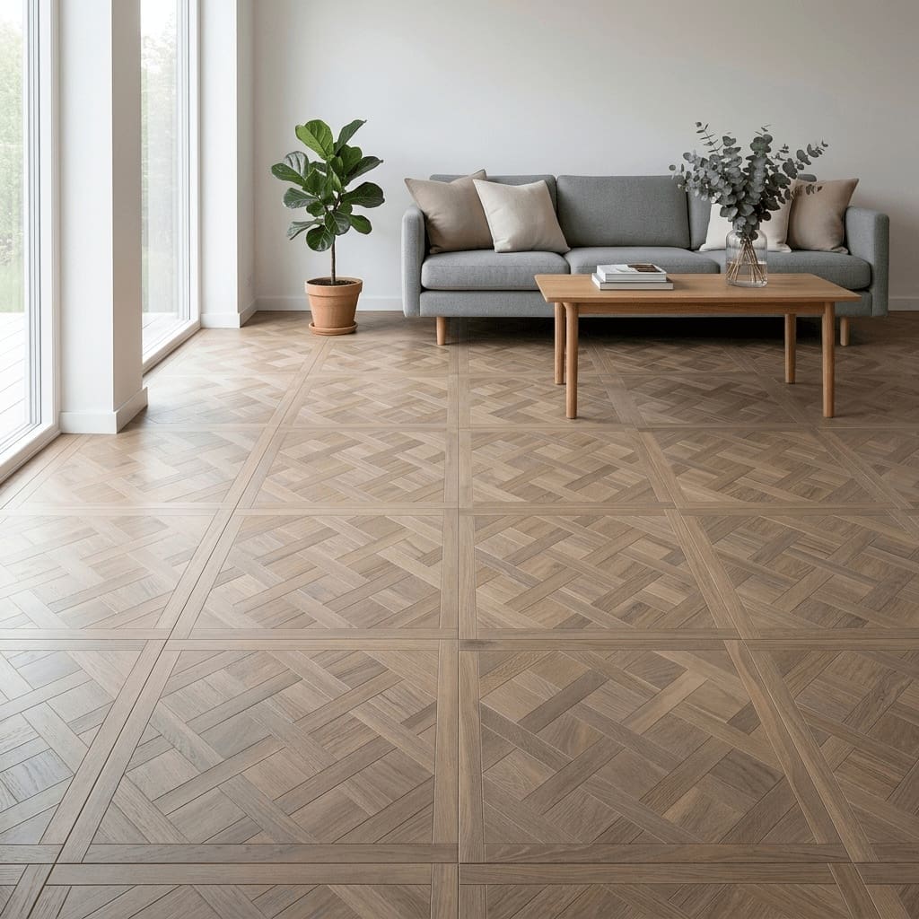 Oulton Park Oak Versailles engineered oak flooring room interior - photorealistic room shot