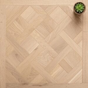 Peckforton Oak Versailles engineered oak flooring close-up texture - photorealistic room shot