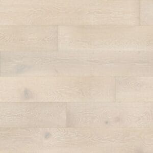 Whitewashed brushed and oiled oak engineered wood flooring planks showing natural grain and rustic knots.