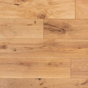 Close up of Reaseheath Oak engineered wood flooring showing natural grain and knots