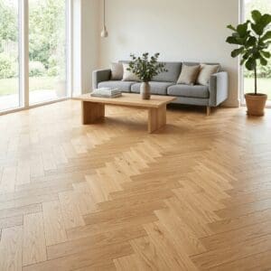 Ridley Oak Herringbone engineered oak flooring room interior - photorealistic room shot