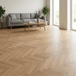 Spurstow Oak Herringbone engineered oak flooring room interior - photorealistic room shot