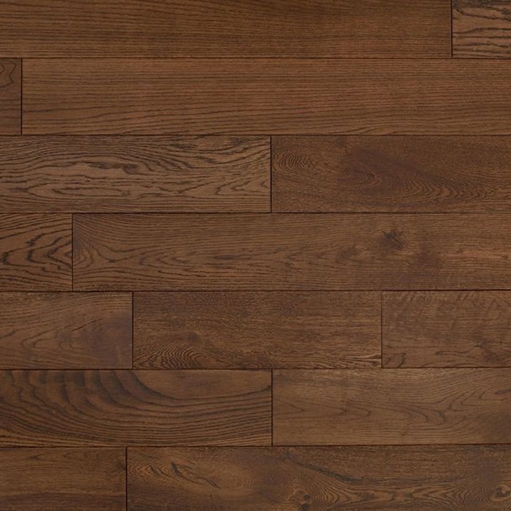 Stamford Oak coffee brushed and oiled engineered wood flooring planks showing rustic grain