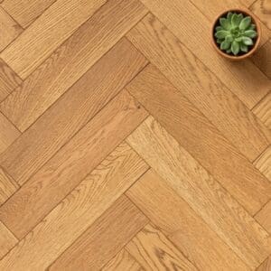 Tabley Oak Herringbone engineered oak flooring close-up texture - photorealistic room shot