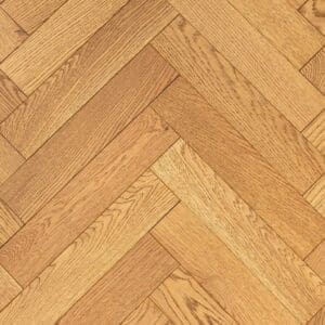 Tabley oak herringbone engineered wood flooring with a brushed and oiled finish in a golden oak tone.