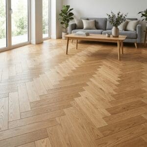 Tabley Oak Herringbone engineered oak flooring room interior - photorealistic room shot