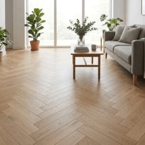 Tarporley Oak Herringbone engineered oak flooring room interior - photorealistic room shot