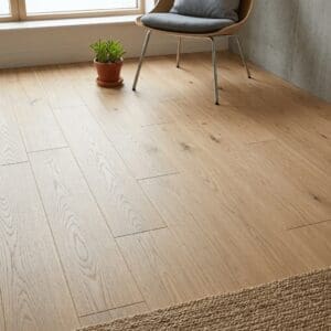 Tattenhall Oak engineered oak flooring detailed view - photorealistic room shot