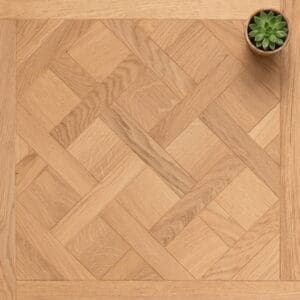 Utkinton Oak Versailles engineered oak flooring close-up texture - photorealistic room shot