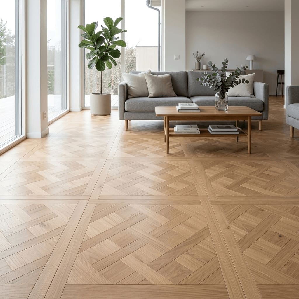 Utkinton Oak Versailles engineered oak flooring room interior - photorealistic room shot