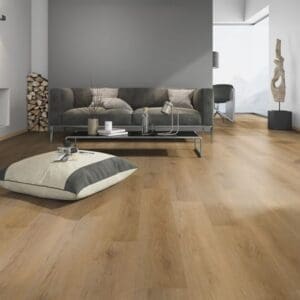 Modern living room featuring Fine Oak Amber flooring with contemporary furniture