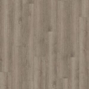Noble Oak Greige vinyl flooring sample showing vertical wood grain pattern
