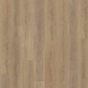 A top down view of Sawcut Oak Dark vinyl planks showing realistic wood grain and warm brown tones.