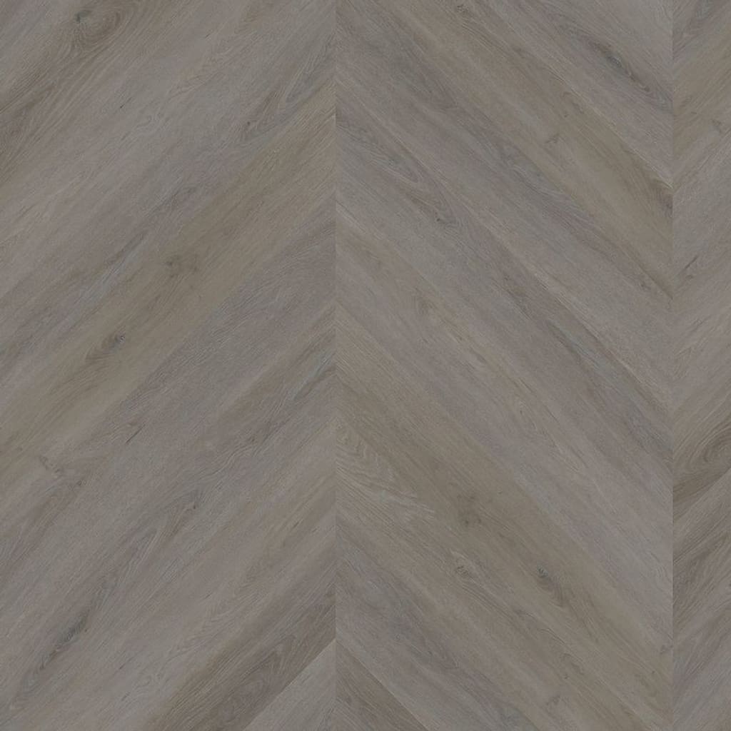 Close up of English Oak Taupe Chevron luxury vinyl flooring showing the wood grain and pattern