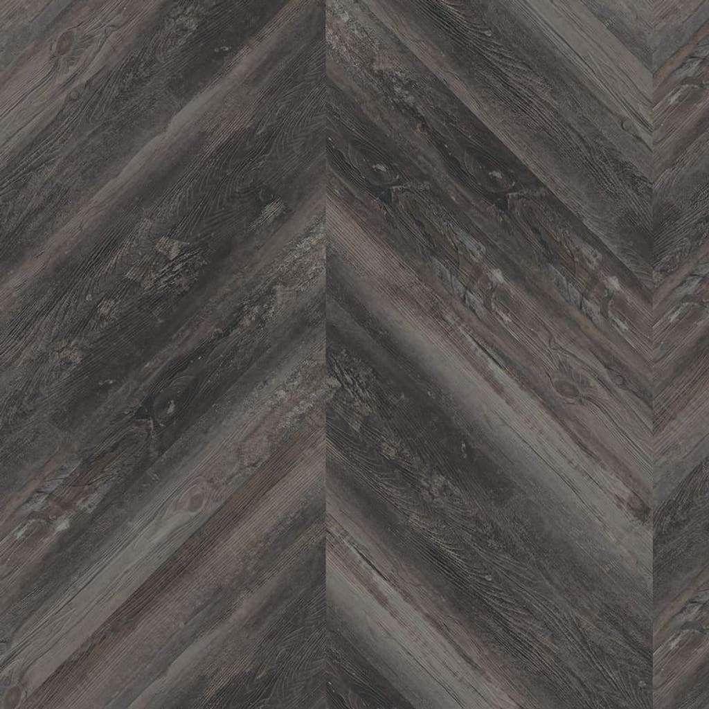 Smoked Pine Black wood effect flooring in a chevron layout