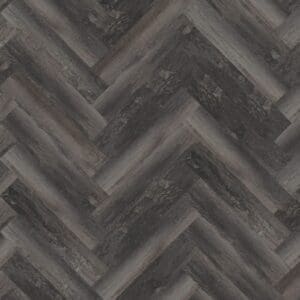 Smoked Pine Black Herringbone luxury vinyl flooring sample showing the dark wood grain pattern
