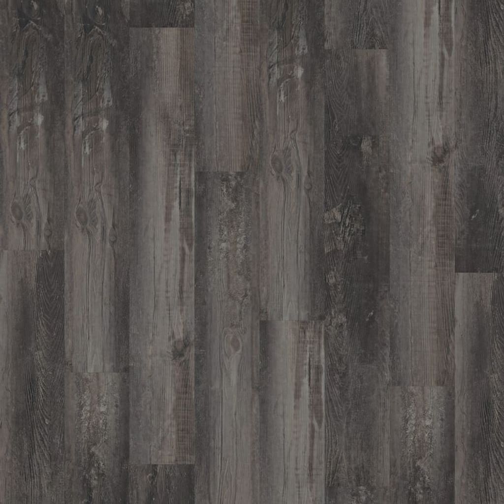 Vertical plank layout of Smoked Pine Black luxury vinyl flooring