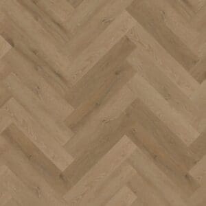 Prestige Oak Light Amber luxury vinyl flooring in a herringbone pattern pointing upwards