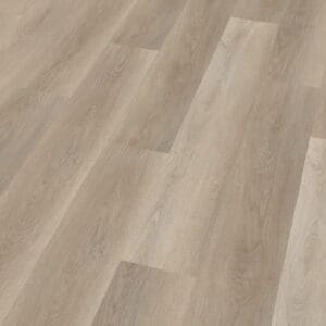 Close up angled view of Soft Oak Greige vinyl planks showing texture