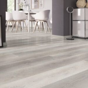 Traditional Oak Greige flooring installed in a modern dining room setting