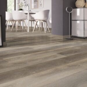 Wide angle view of Traditional Oak Natural Light flooring in a contemporary dining area