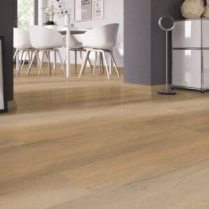 Close up of Tyrol Oak Natural flooring in a contemporary dining room setting