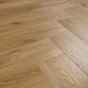 Angled view of the Abingdon Artisan Click Brushed Oak flooring highlighting the wood effect texture.