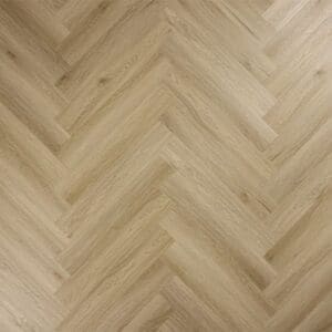 Abingdon Artisan Click Smoky Oak flooring laid in a herringbone pattern showing light oak tones
