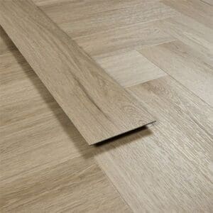 Side profile of a Smoky Oak LVT plank showing thickness and dryback base
