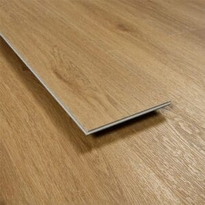 Side profile view of the click joining mechanism on a Brushed Oak vinyl plank