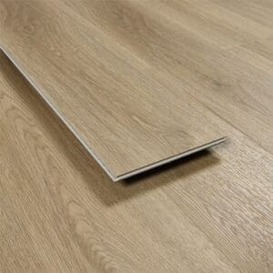 Side view of the click installation system on a Smoky Oak plank