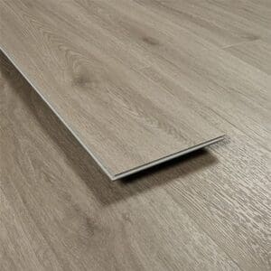 Side profile of an Urban Grey plank demonstrating the click installation joining method