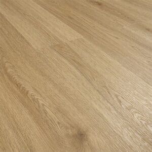Perspective view of installed Weathered Cedar luxury vinyl flooring