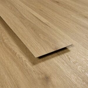 Angled view of an Abingdon Eminence Dryback Weathered Cedar plank showing thickness