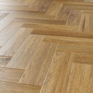 Angled view showing the texture and grain of Abingdon Mosaic Brushed Oak flooring