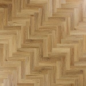Top down view of Abingdon Mosaic Brushed Oak luxury vinyl flooring in a herringbone pattern