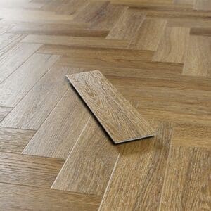 Close up of a single Abingdon Mosaic Chestnut plank showing wood grain texture
