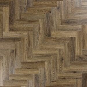 Abingdon Tapestry Antique Walnut luxury vinyl flooring in a herringbone pattern