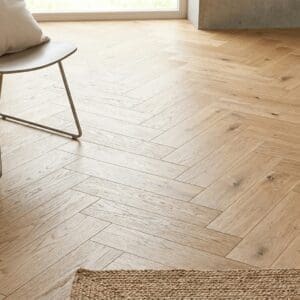 Ardverikie Oak Parquet engineered oak flooring detailed view - photorealistic room shot