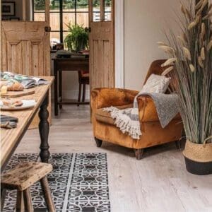 Close up texture of Cove wood effect plank showing grain details