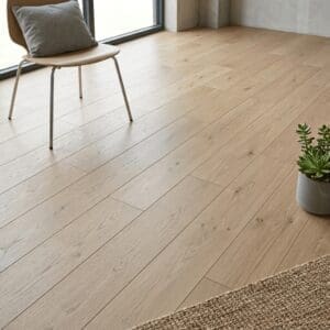 Devonshire Oak engineered oak flooring detailed view - photorealistic room shot