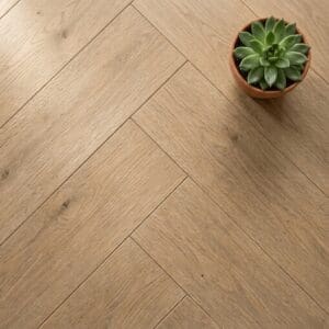 Devonshire Oak Parquet engineered oak flooring close-up texture - photorealistic room shot
