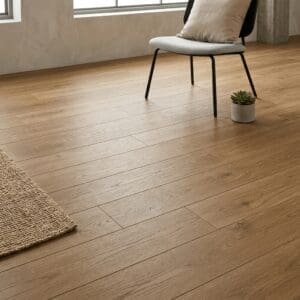 Fife Oak engineered oak flooring detailed view - photorealistic room shot